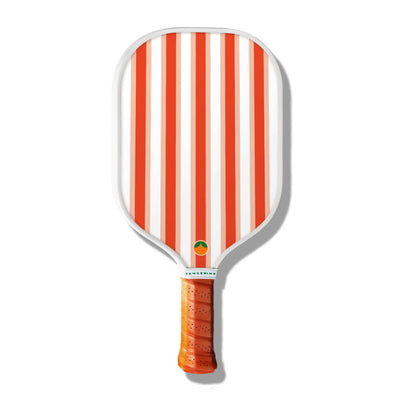 Alps orange and white striped pickleball paddle.