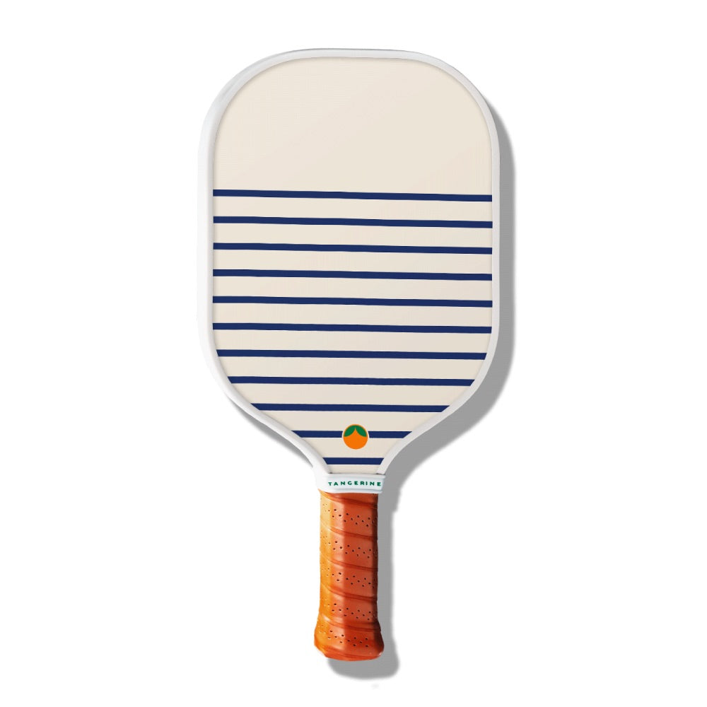 Nautical blue and white designed Castine pickleball paddle.