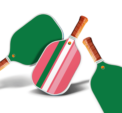 Ischia Pink and Green paddle by Tangerine, popping off the white background