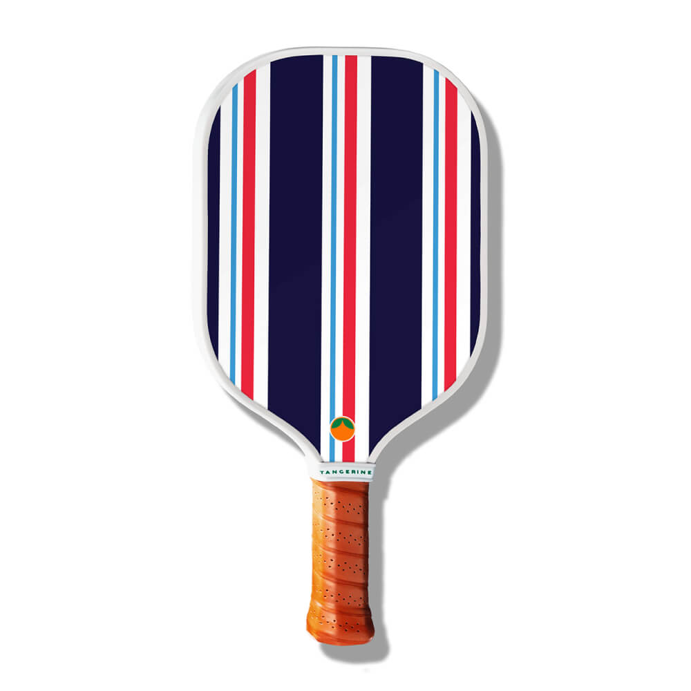 Striped blue, white, and red Tangerine pickleball paddle