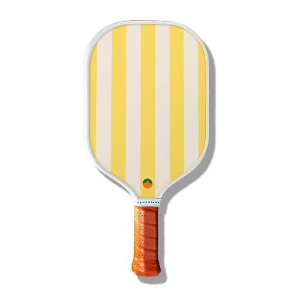 Northeast Harbor Pickleball Paddle, yellow striped paddle designed by Tangerine. 