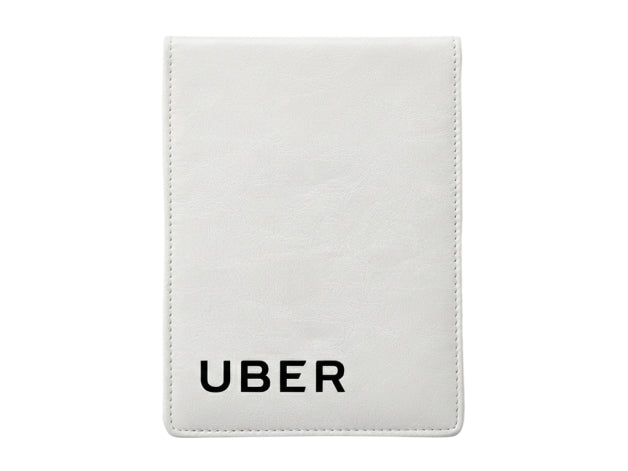 Branded white leather golf scorecard holder