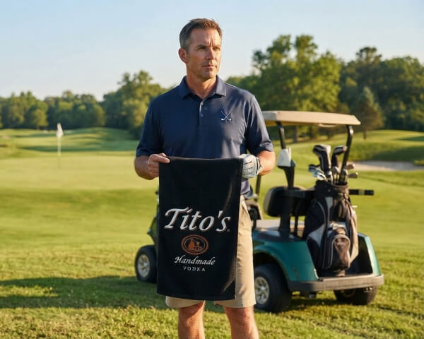 Custom golf towels for brand activations and golf merch