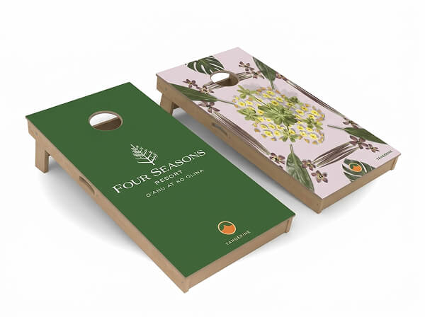 Custom cornhole boards for resorts and hotels