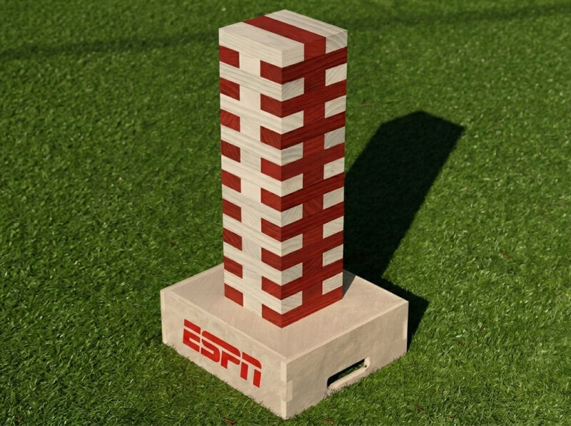 Custom branded giant tumble tower — corporate order