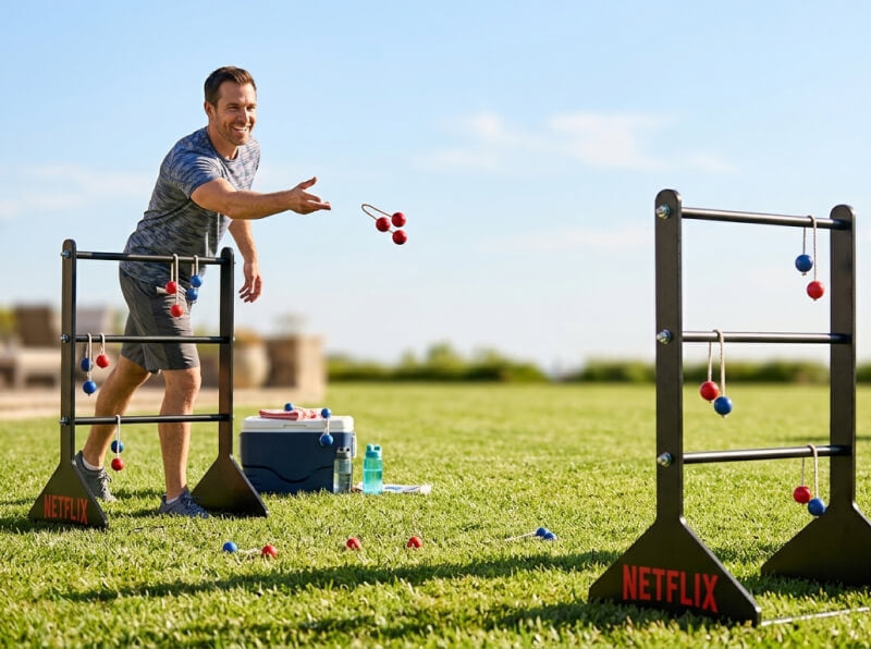 Custom branded ladder ball set — corporate order