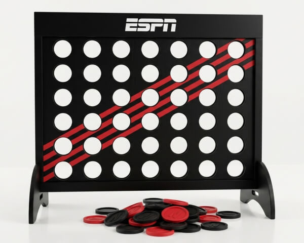 Custom branded giant four in a row — corporate order