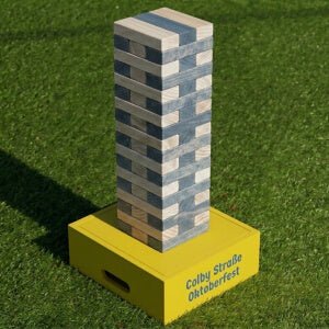 Custom branded giant tumble tower project