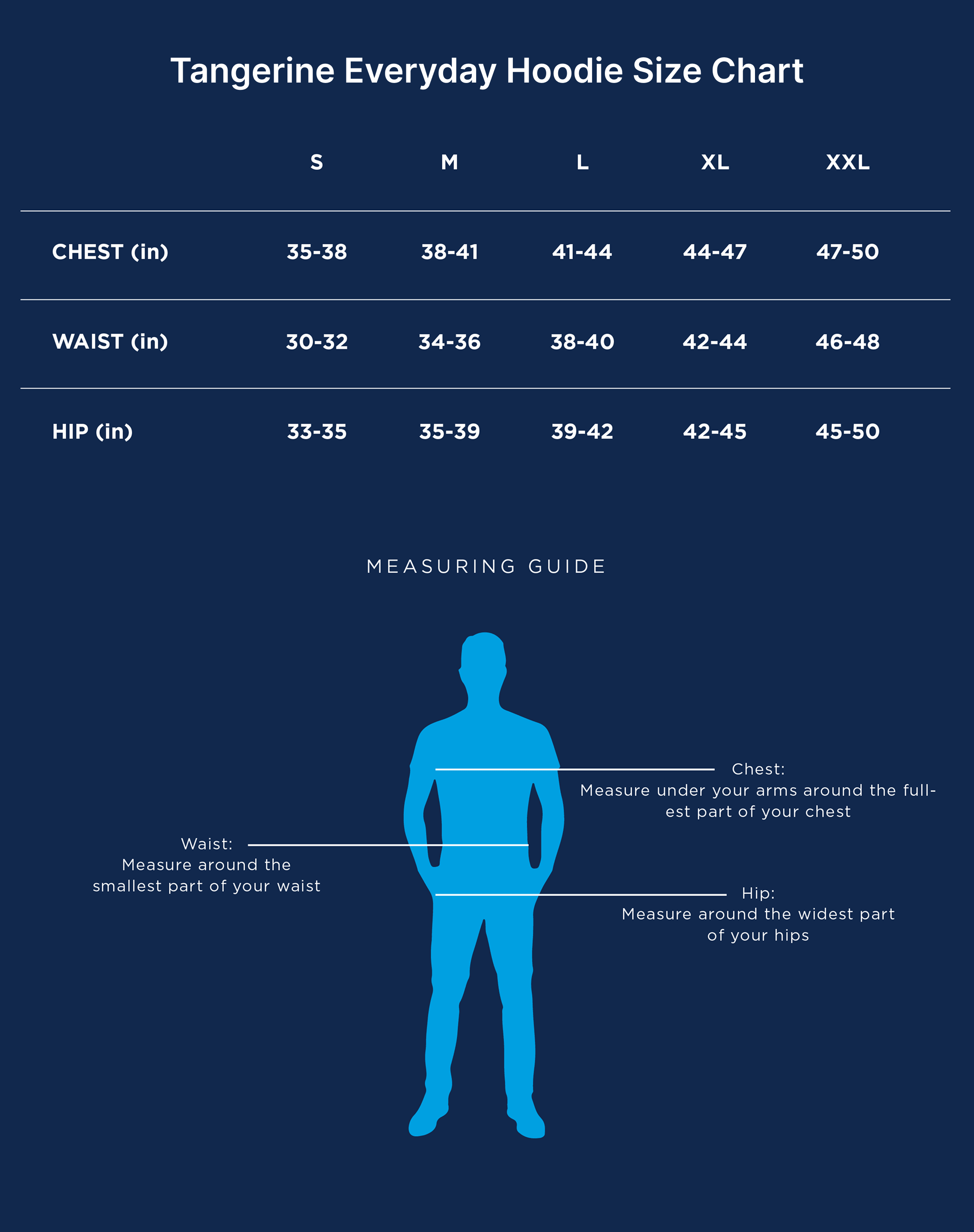 Everyday Hoodie size chart